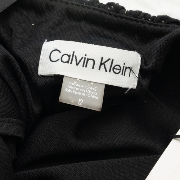 Calvin Klein Waterfall Ruffle Glitter Cocktail Dress - Picture 6 of 12